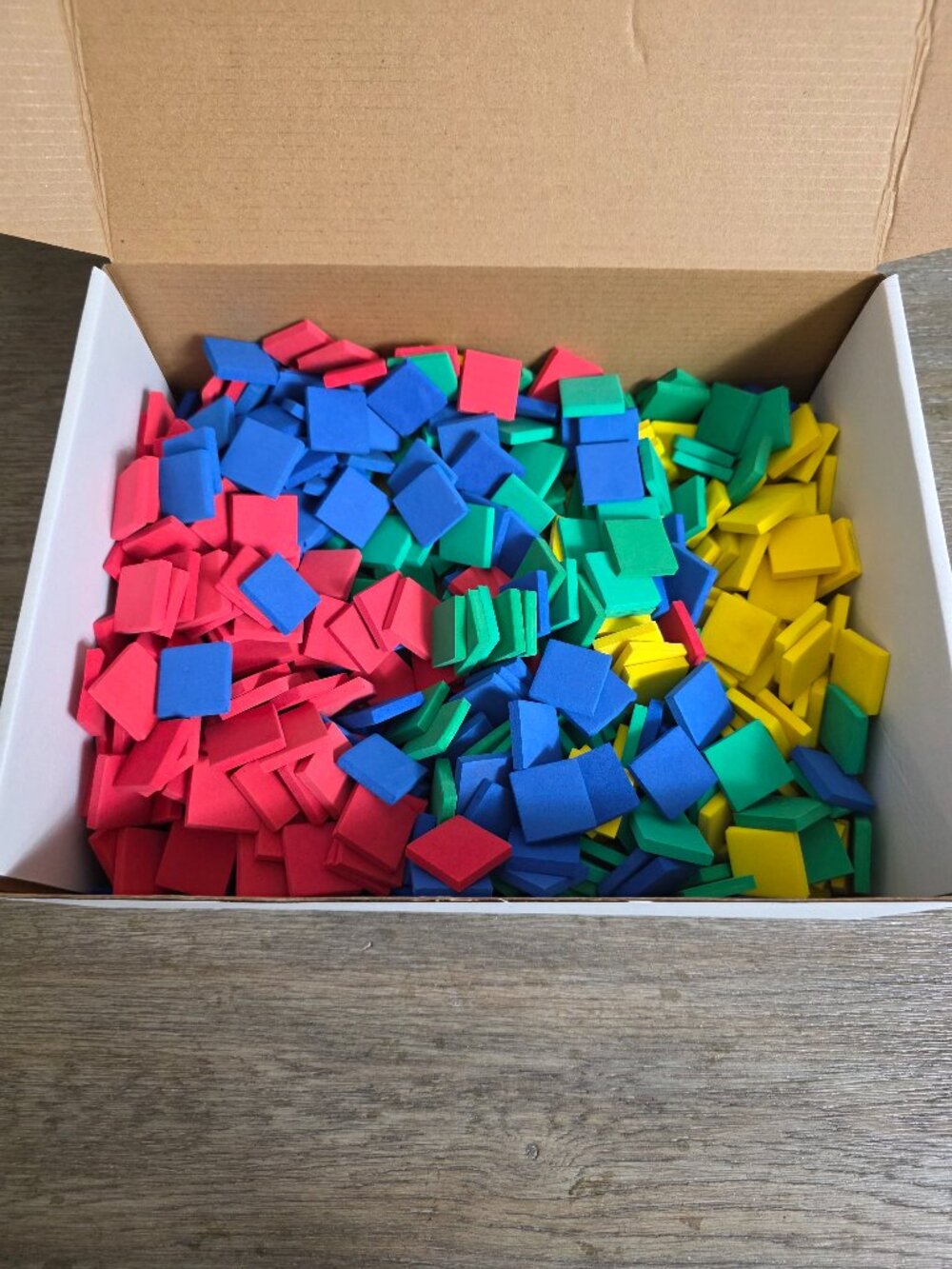 Assortment of 1" by 1" Foam Squares - Red, Blue, Green, and Yellow